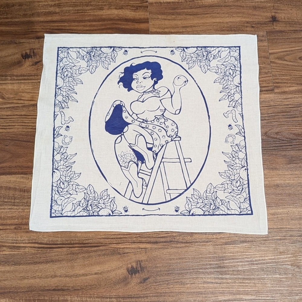 Blue and White Graphic Scarf